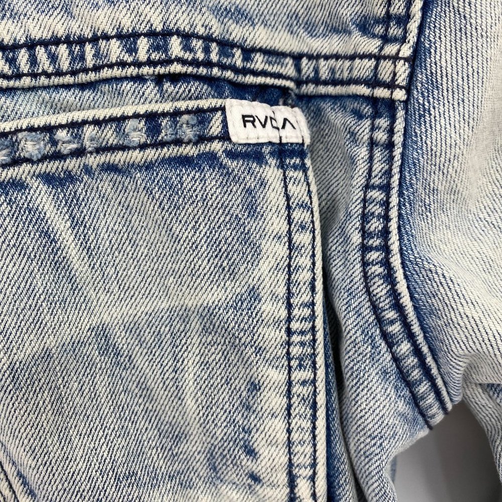 RVCA Mens denim jacket size small unisex light wash cotton distressed - Picture 9 of 13